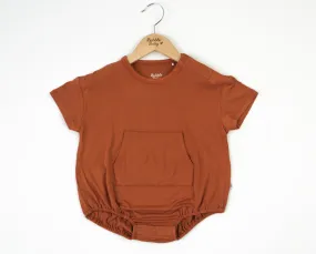 Pecan | Short Sleeve Bubble Romper