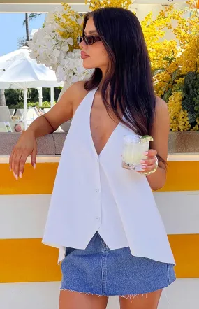 Petie White Linen Blend Top