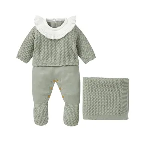 Petite Knit® Waffle Weave Romper & Blanket Set