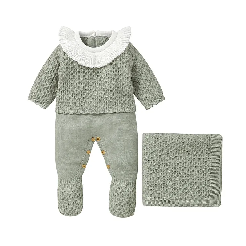 Petite Knit® Waffle Weave Romper & Blanket Set