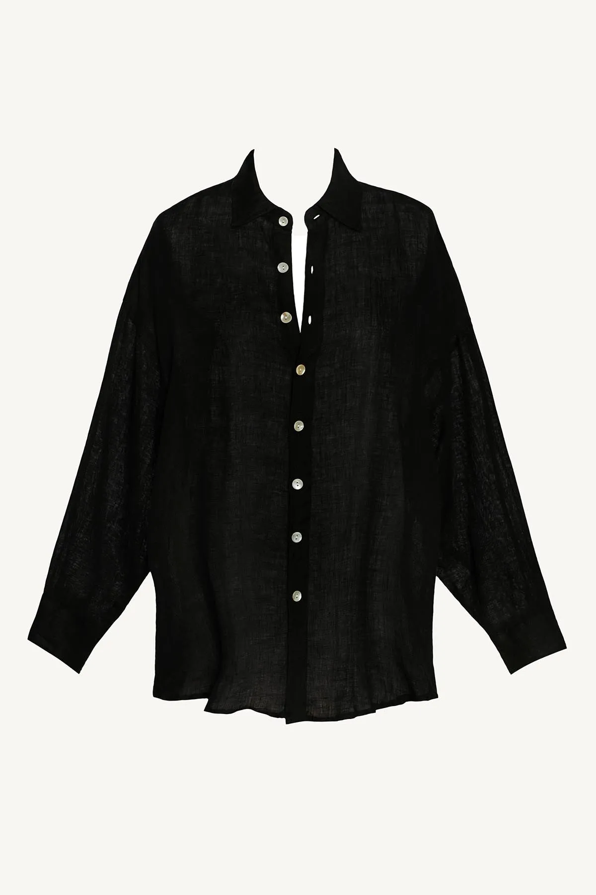 Playa Linen Boyfriend Shirt - Black EcoLinen
