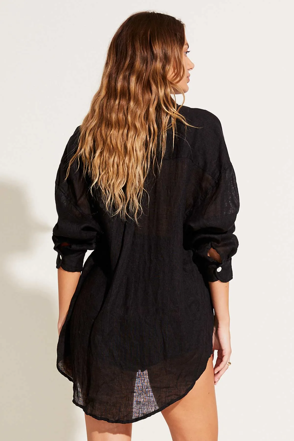 Playa Linen Boyfriend Shirt - Black EcoLinen