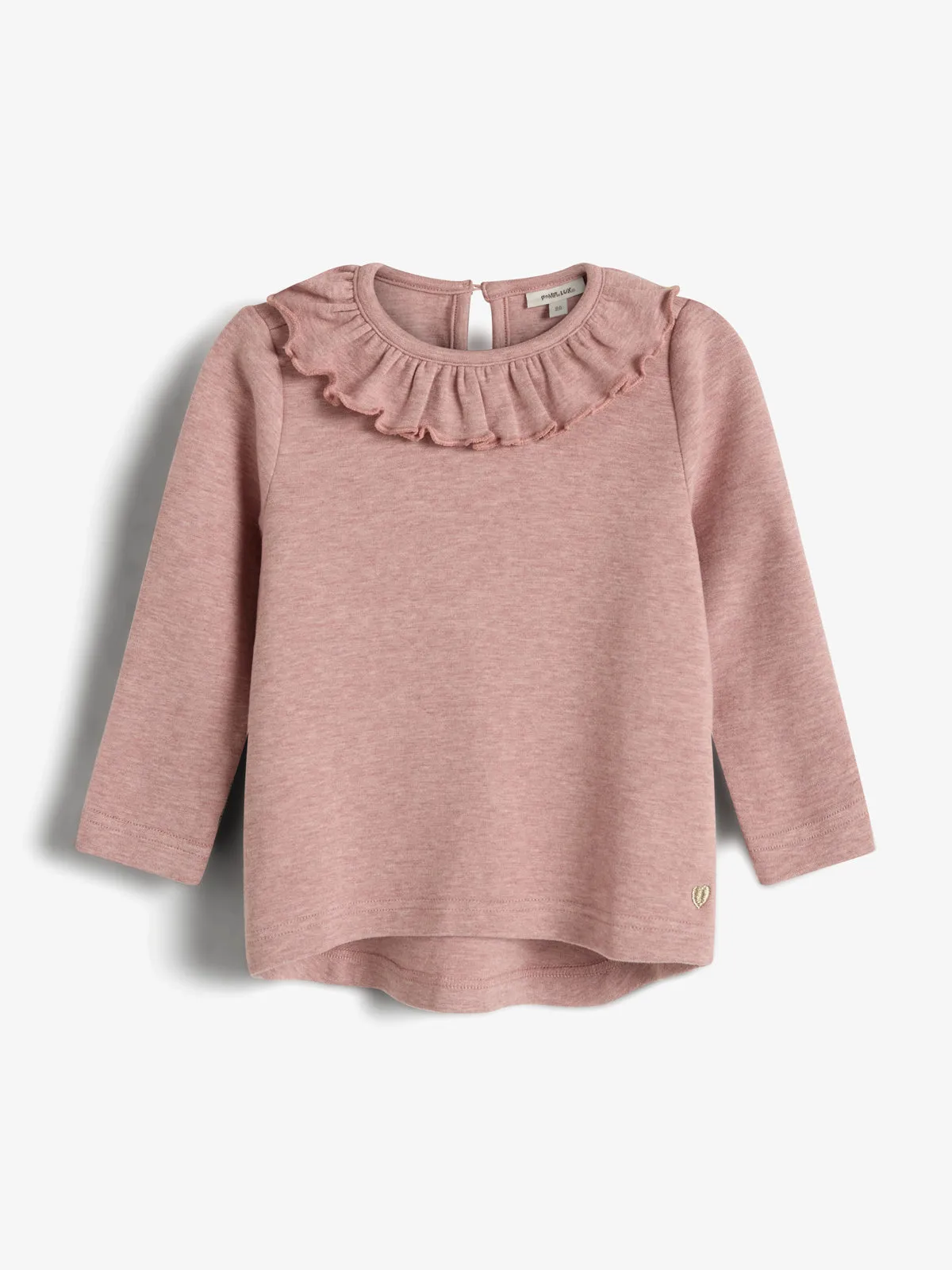 Plush Jersey Pierrot Collar Blouse - Little - Dusty Rose Melange