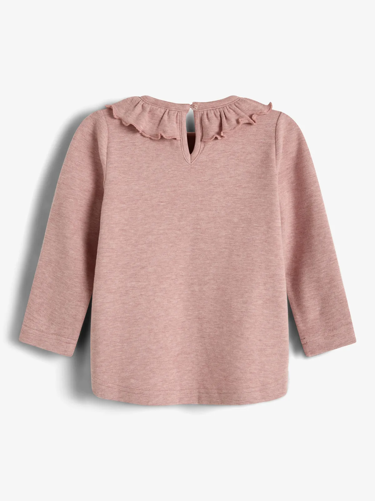 Plush Jersey Pierrot Collar Blouse - Little - Dusty Rose Melange