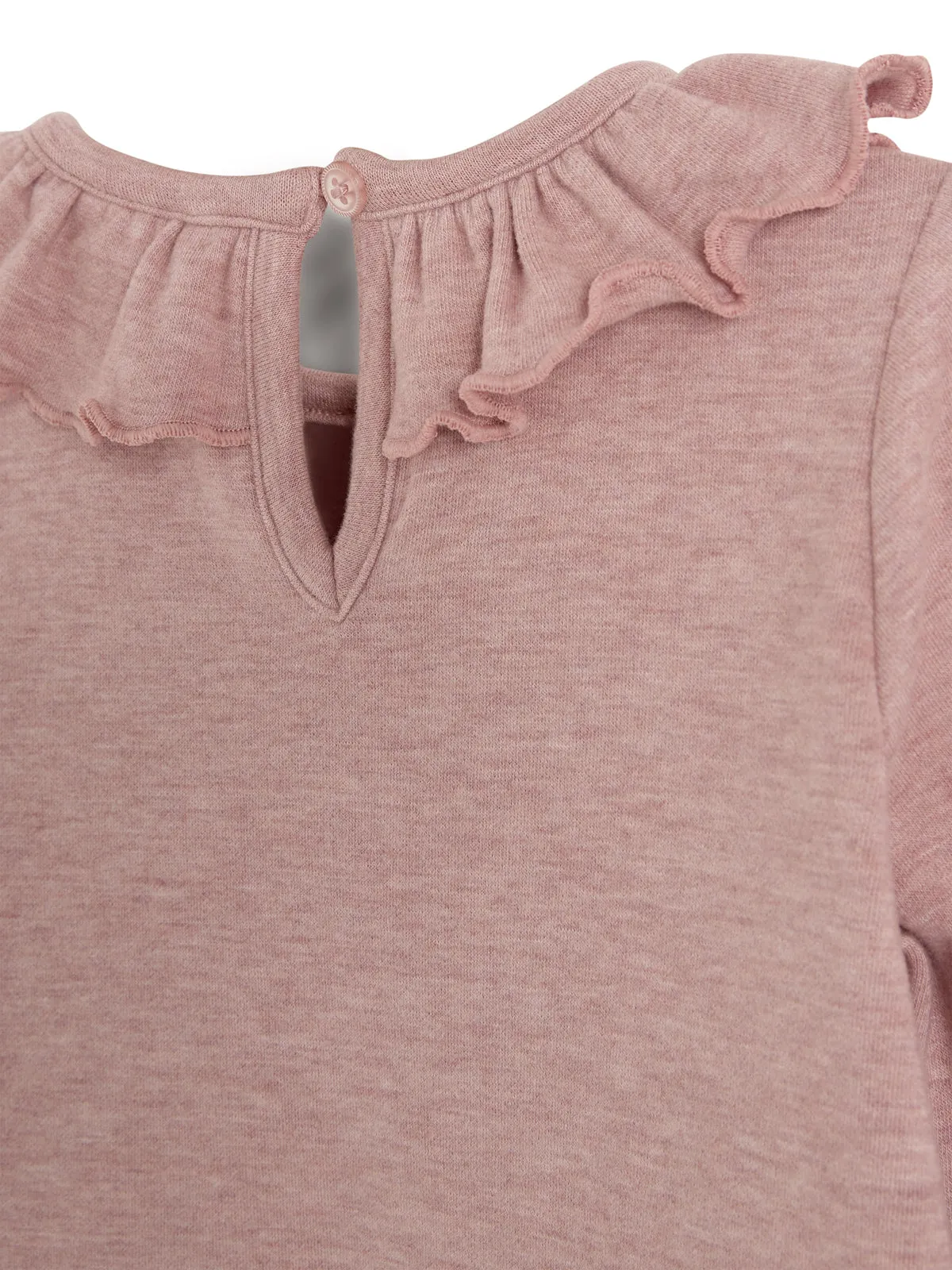 Plush Jersey Pierrot Collar Blouse - Little - Dusty Rose Melange