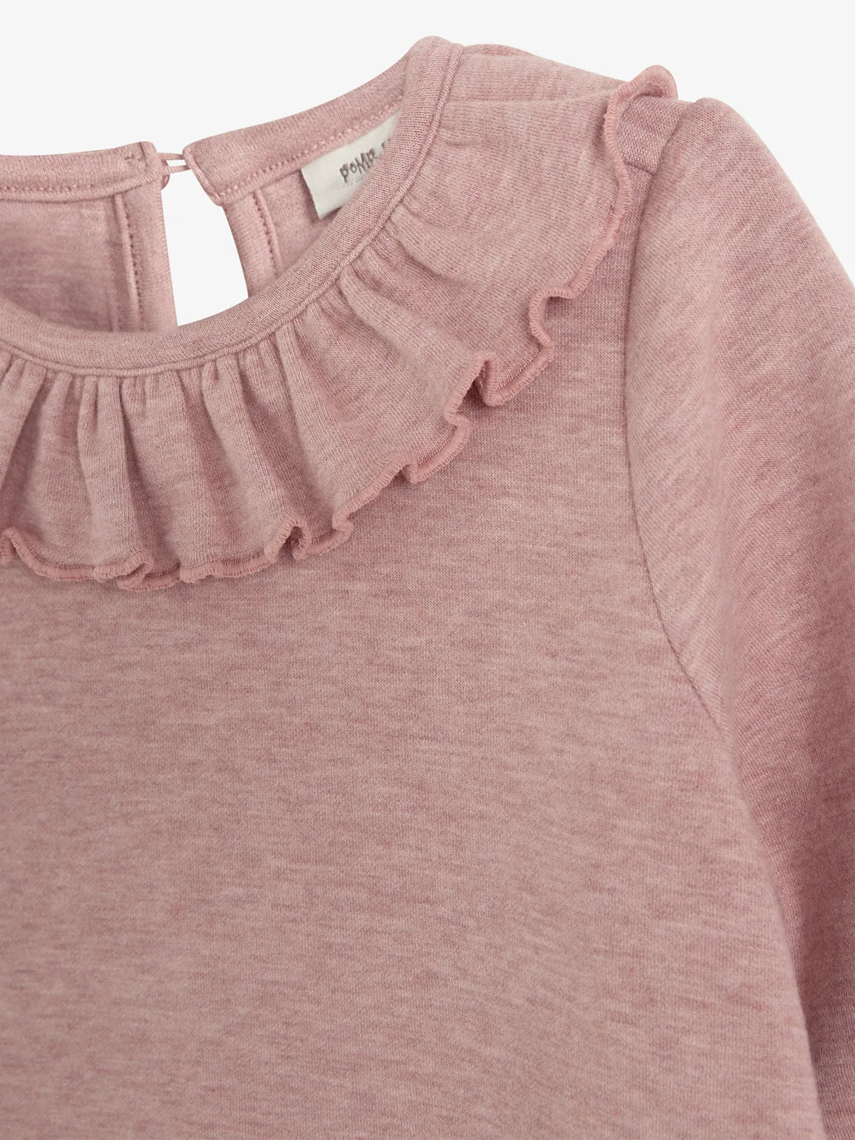 Plush Jersey Pierrot Collar Blouse - Little - Dusty Rose Melange
