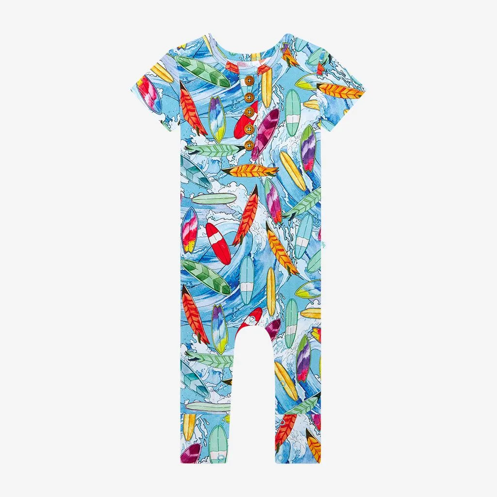 Posh Peanut Waves Henley Romper