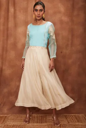 Powder Blue Silk Pintuck Top & Pants
