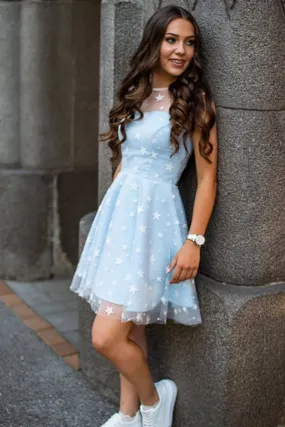 Promfast Delicate Lace Scoop Short A line Homecoming Dresses PFH0341