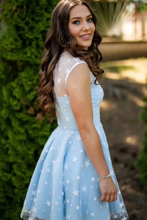 Promfast Delicate Lace Scoop Short A line Homecoming Dresses PFH0341
