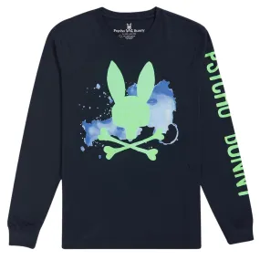 Psycho Bunny Mallette Long Sleeve Graphic Tee (Navy)