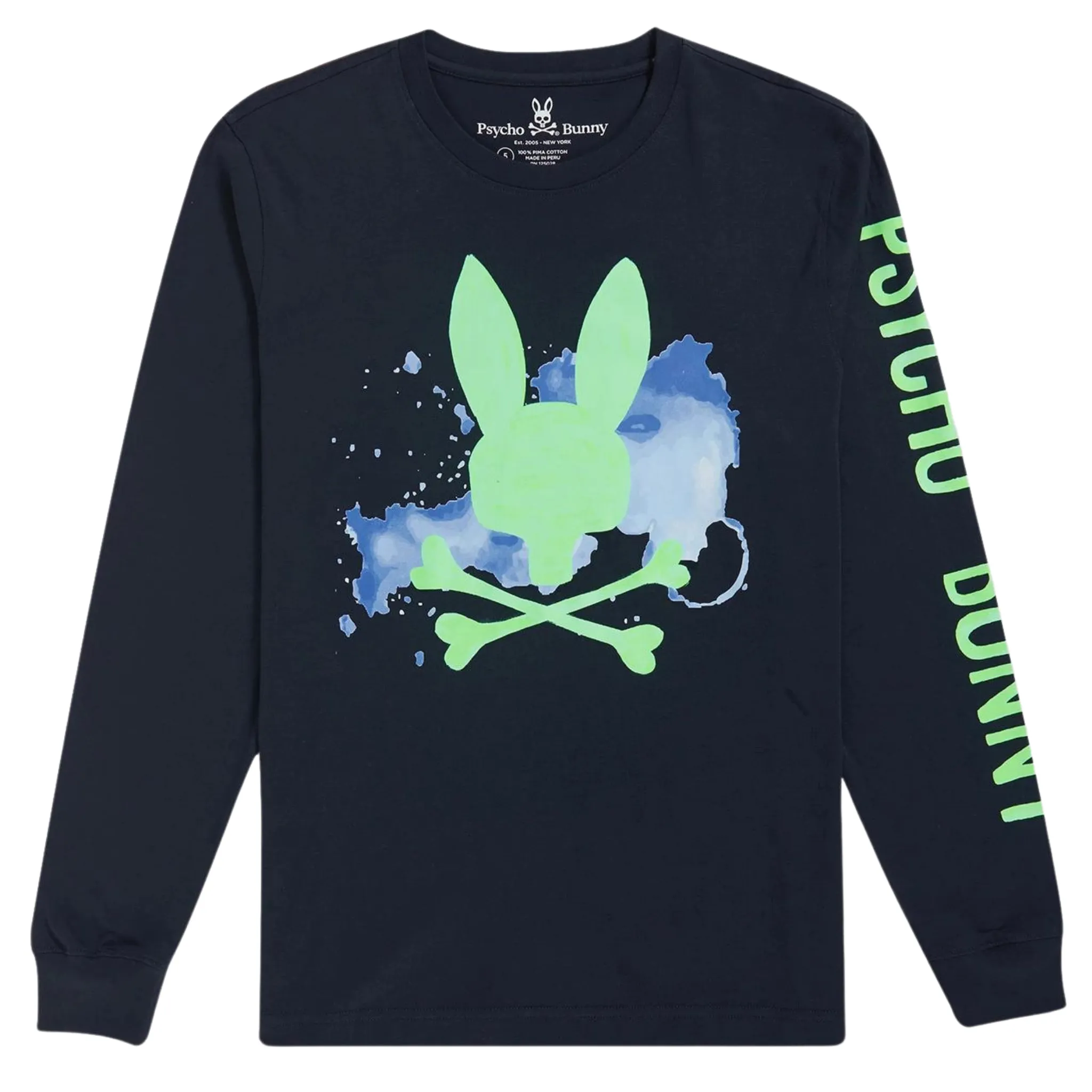 Psycho Bunny Mallette Long Sleeve Graphic Tee (Navy)
