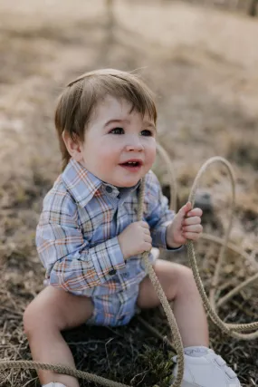 "Jae Baby" Country Fresh Checked Long Sleeve Romper
