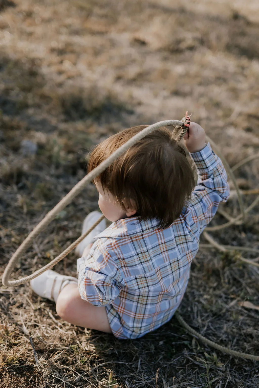 "Jae Baby" Country Fresh Checked Long Sleeve Romper
