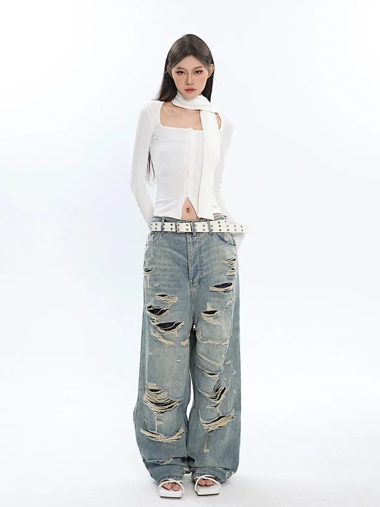 Ribbed Cropped Cardigan with Scarf Detail