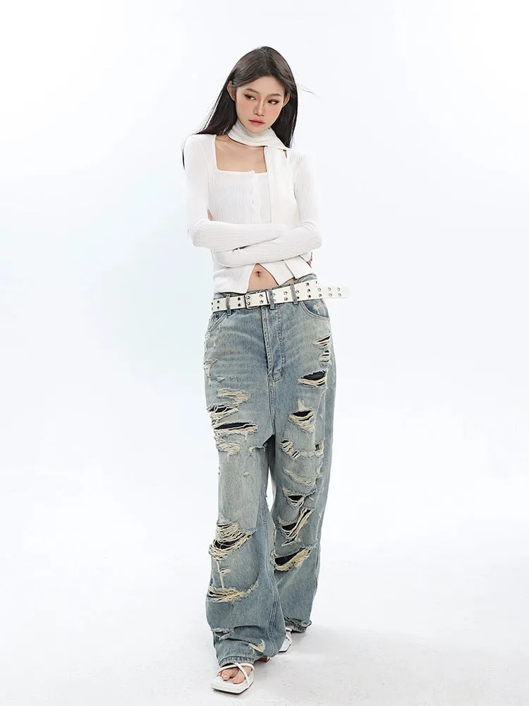 Ribbed Cropped Cardigan with Scarf Detail
