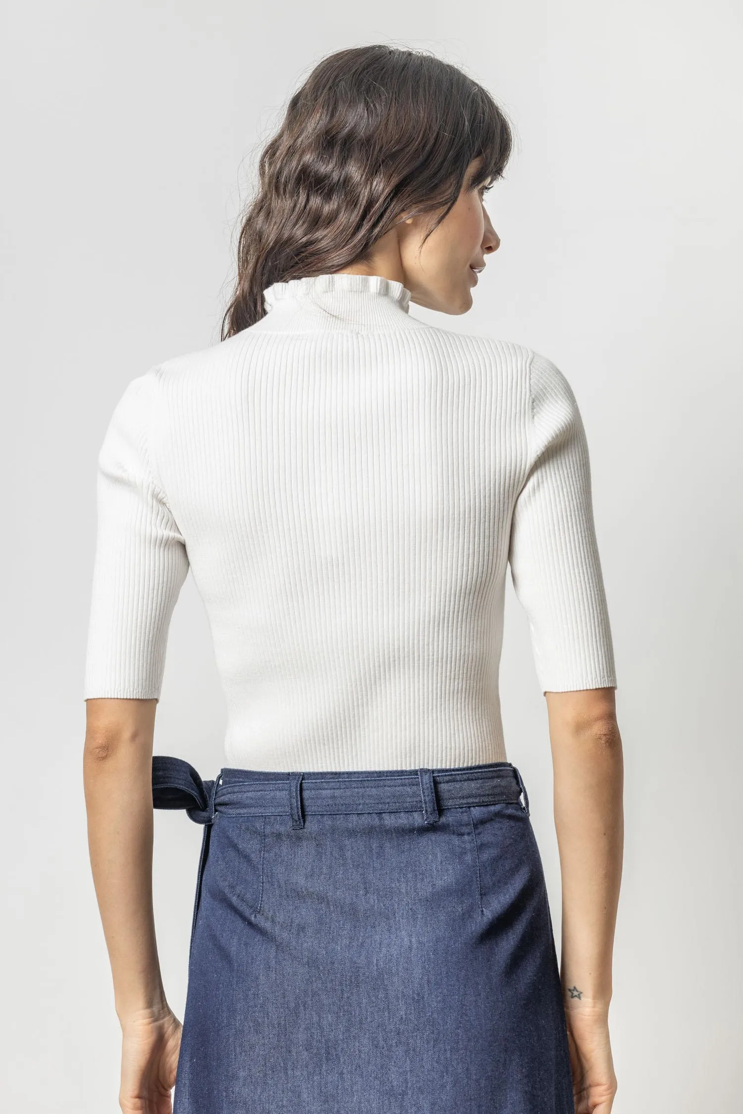 Ruffle Mock Neck Sweater