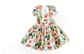Ruffle Sleeve Dress in Veggies