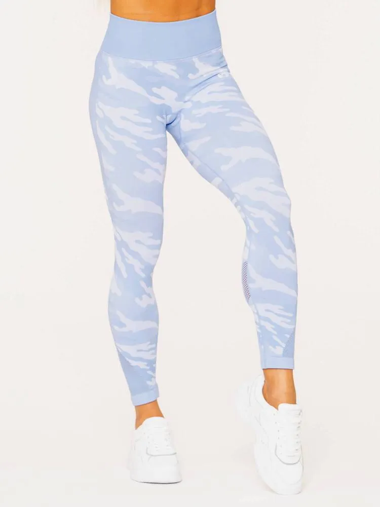 Ryderwear Camo Seamless High Waisted Leggings - Blue Camo