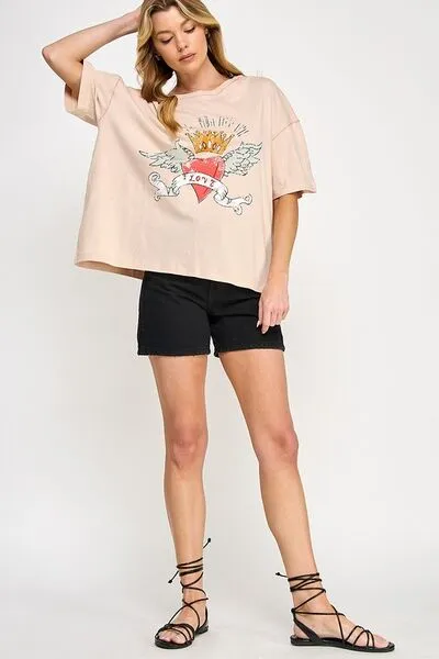 SAGE FIG Love-Inpired Graphic Oversized T-Shirt