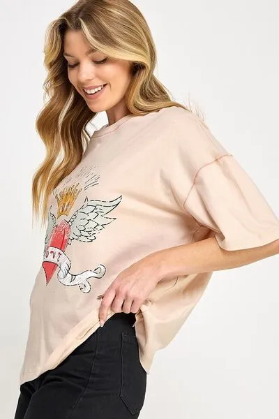 SAGE FIG Love-Inpired Graphic Oversized T-Shirt