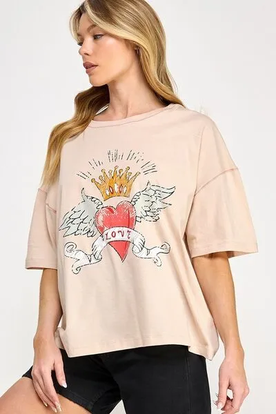 SAGE FIG Love-Inpired Graphic Oversized T-Shirt