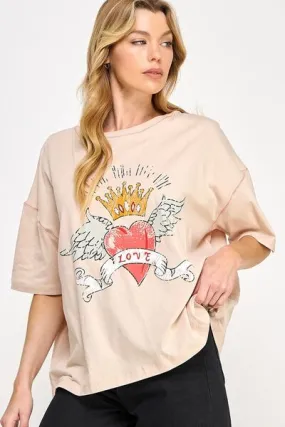 SAGE FIG Love-Inpired Graphic Oversized T-Shirt