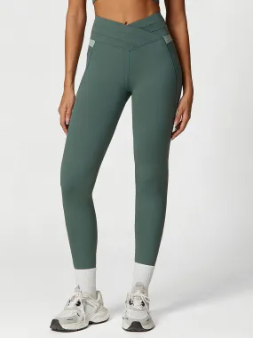 Sage Green High Waisted Pockets Leggings 26”