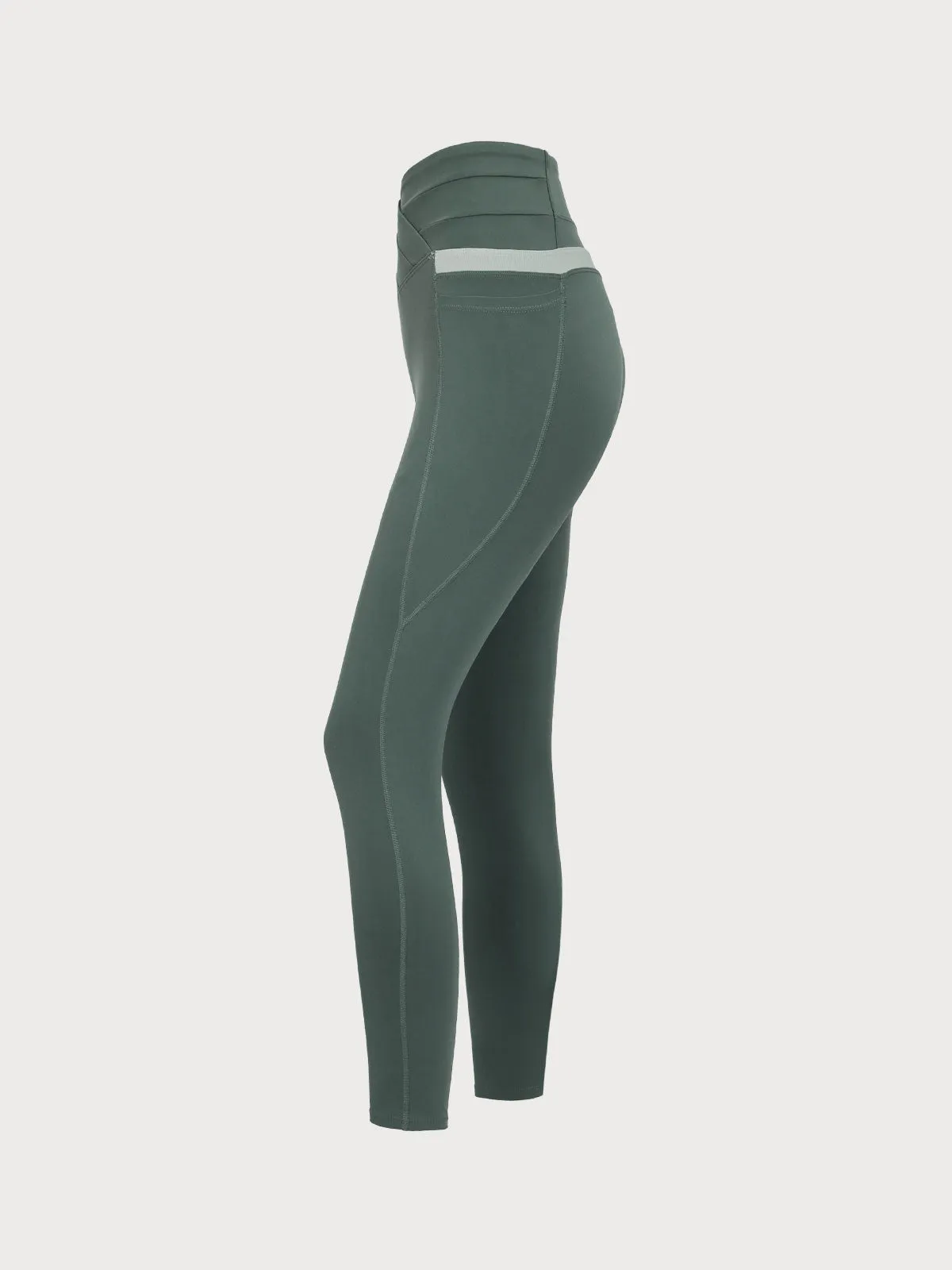 Sage Green High Waisted Pockets Leggings 26”