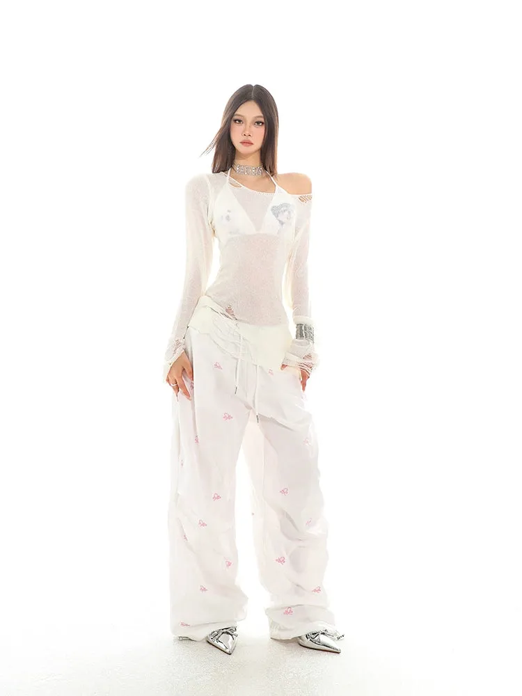 Sheer Knit Cold Shoulder Sweater
