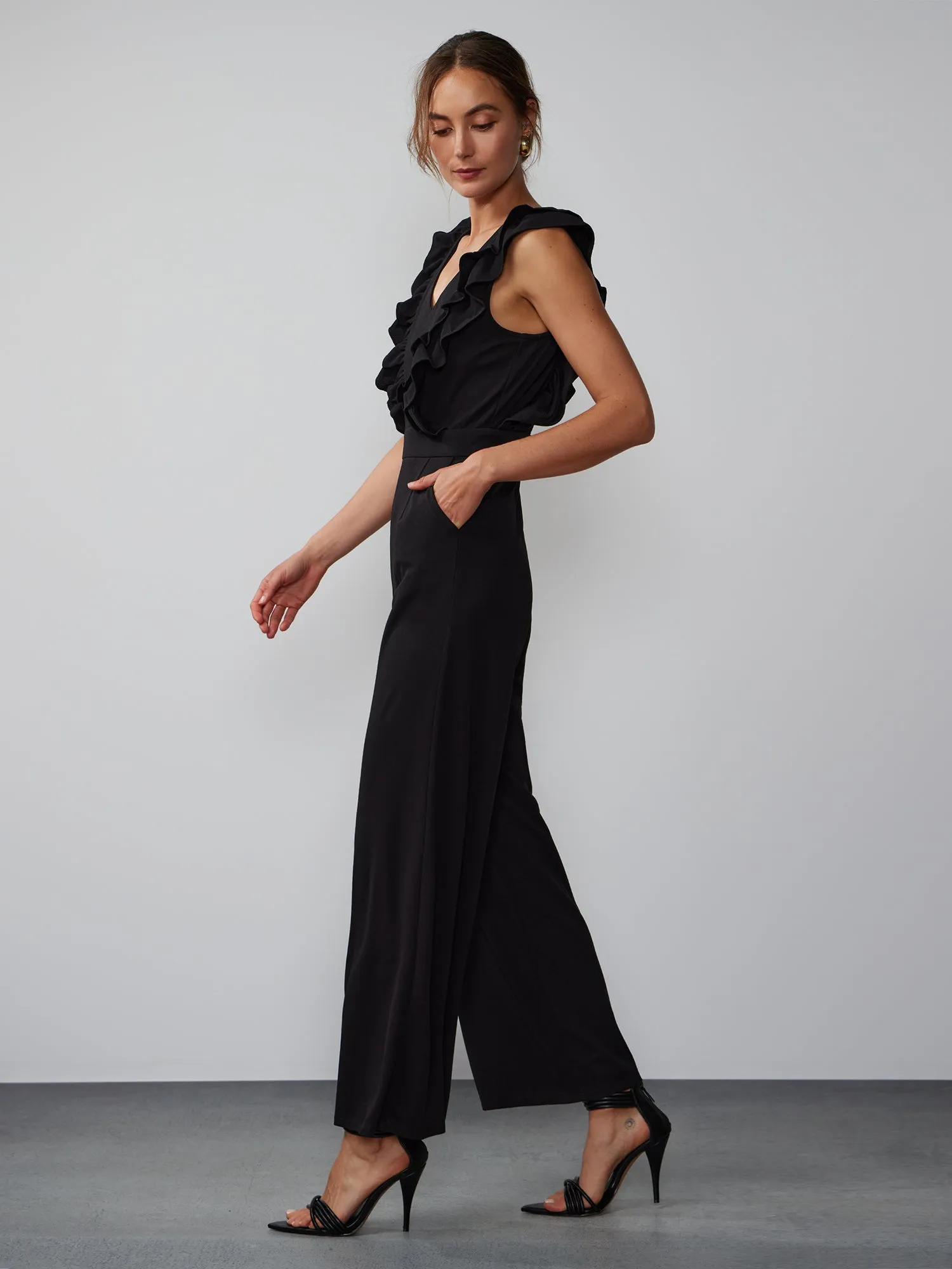 Sleeveless Ruffle Detail Jumpsuit
