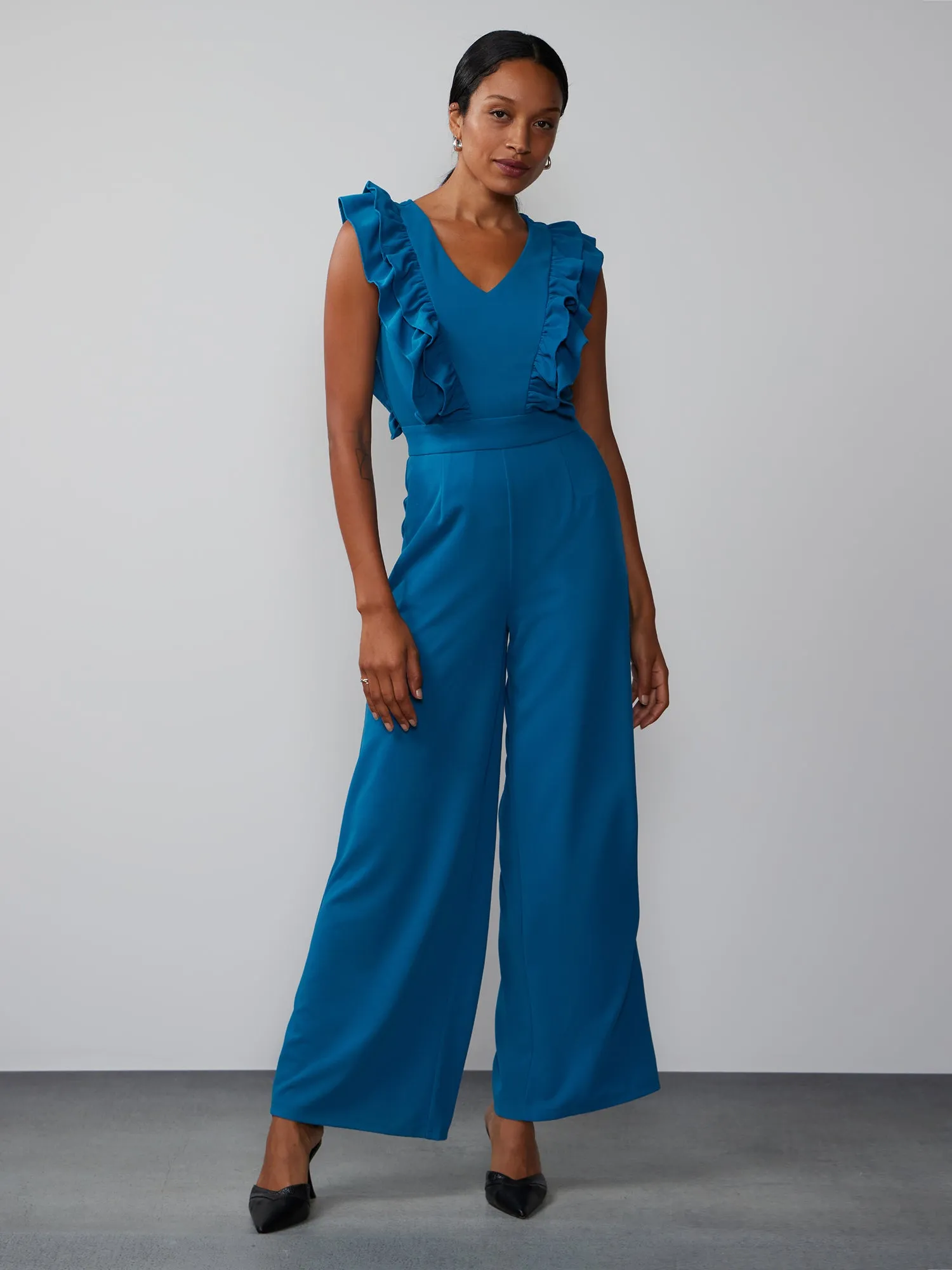 Sleeveless Ruffle Detail Jumpsuit