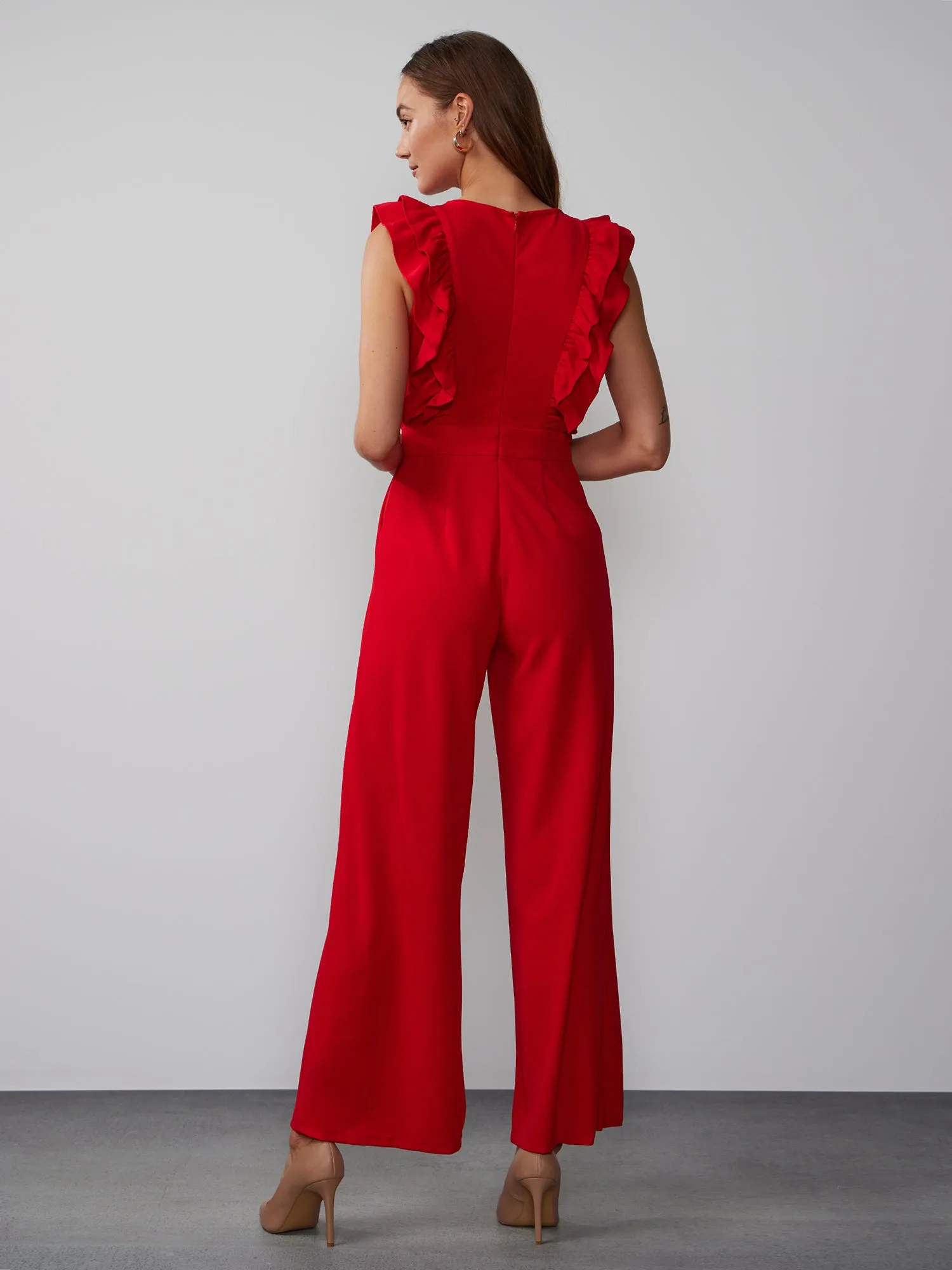 Sleeveless Ruffle Detail Jumpsuit