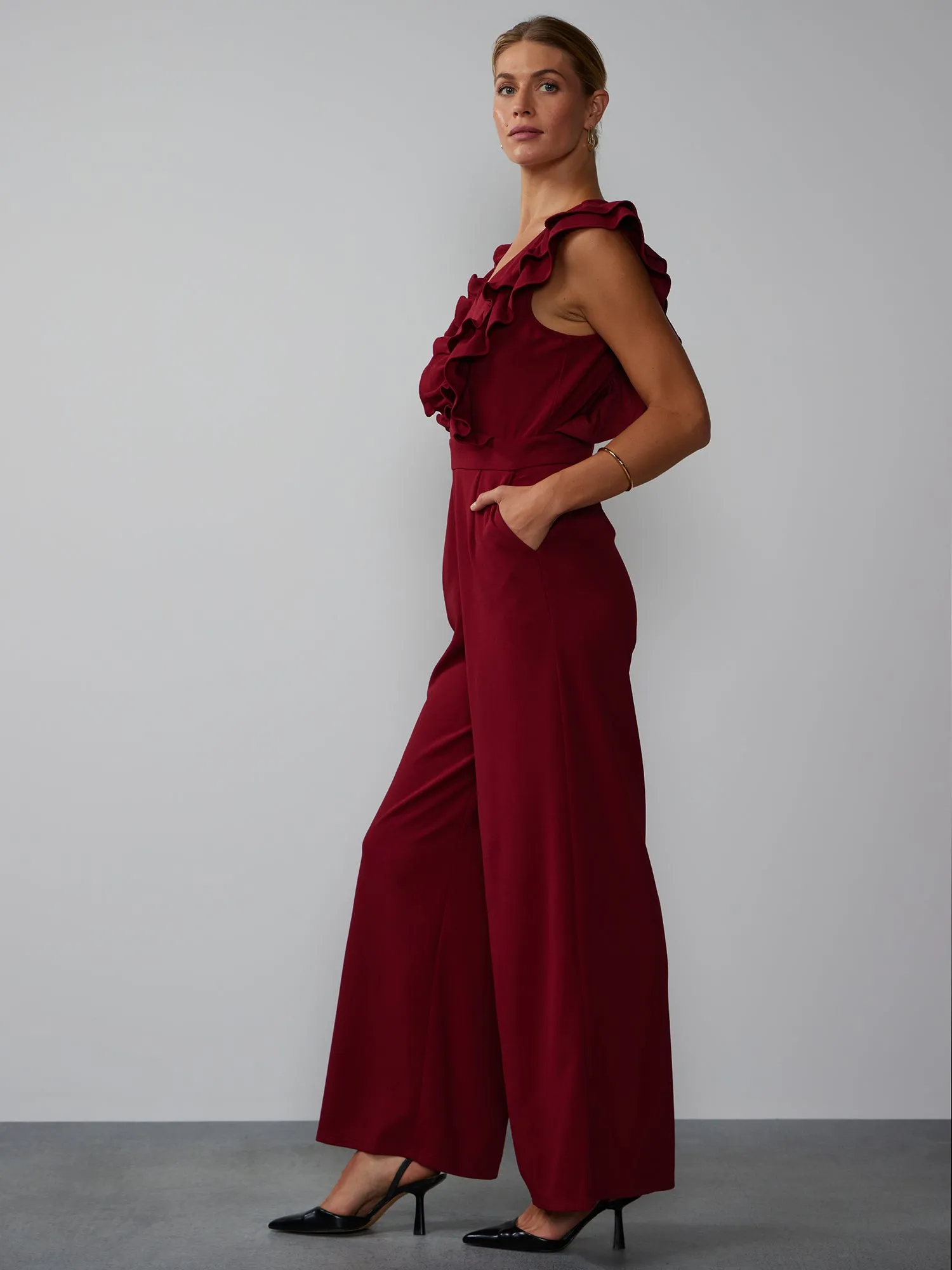 Sleeveless Ruffle Detail Jumpsuit