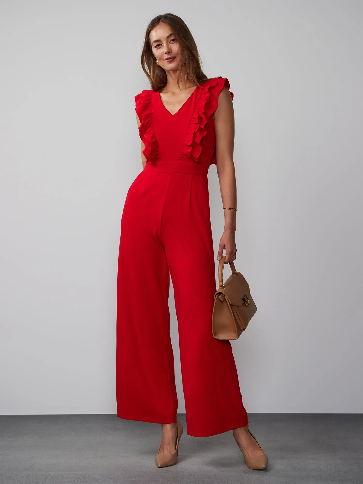 Sleeveless Ruffle Detail Jumpsuit