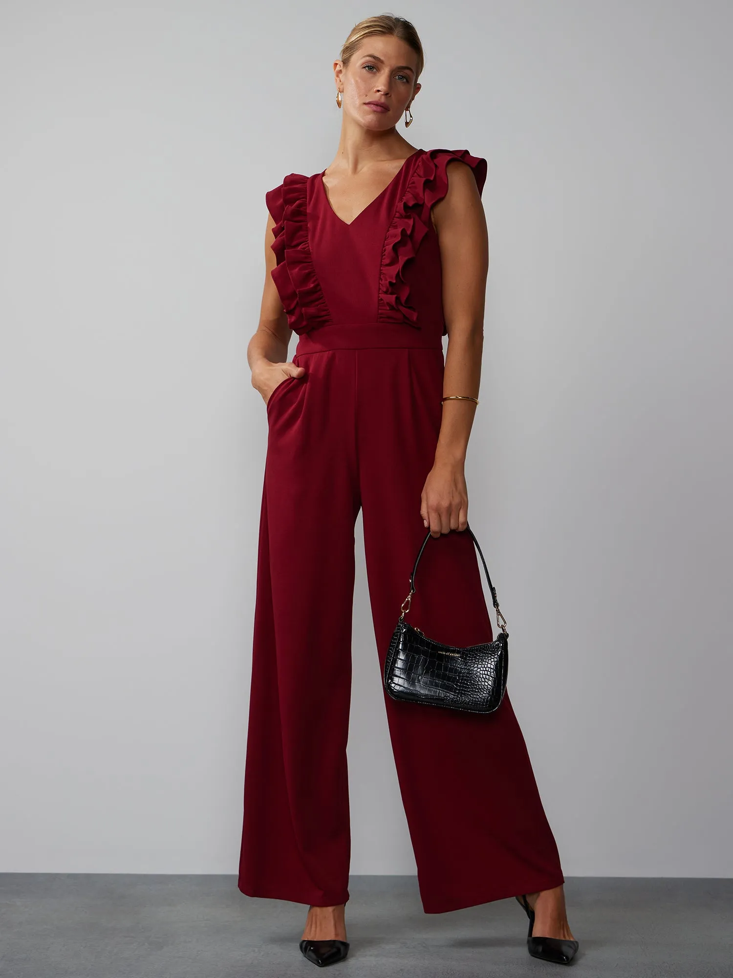 Sleeveless Ruffle Detail Jumpsuit