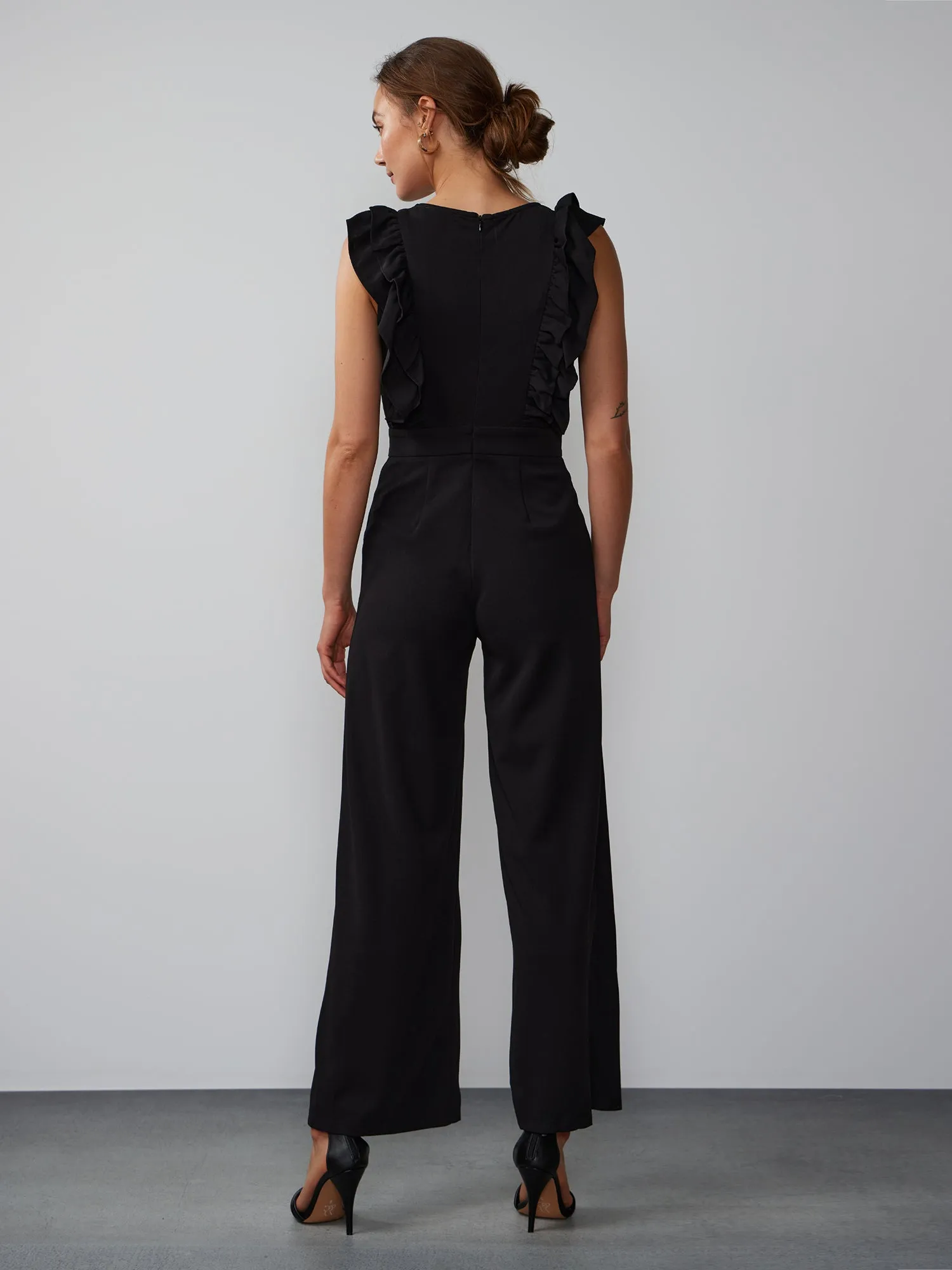 Sleeveless Ruffle Detail Jumpsuit
