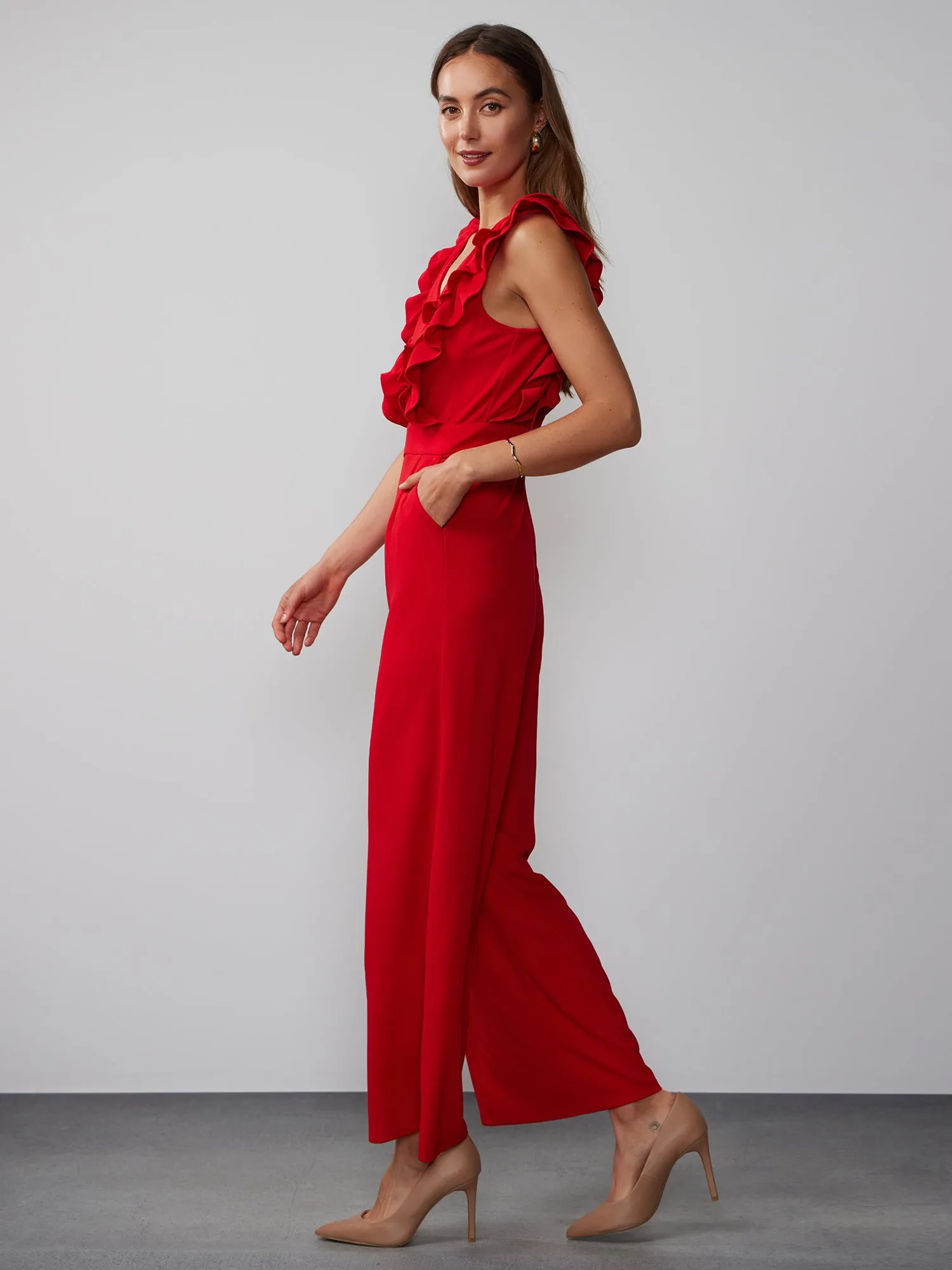 Sleeveless Ruffle Detail Jumpsuit