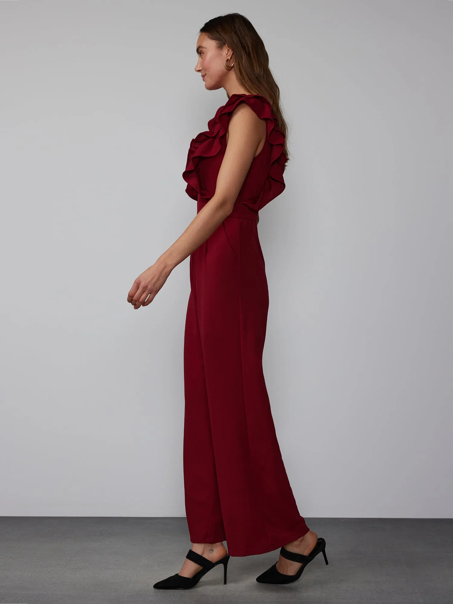Sleeveless Ruffle Detail Jumpsuit