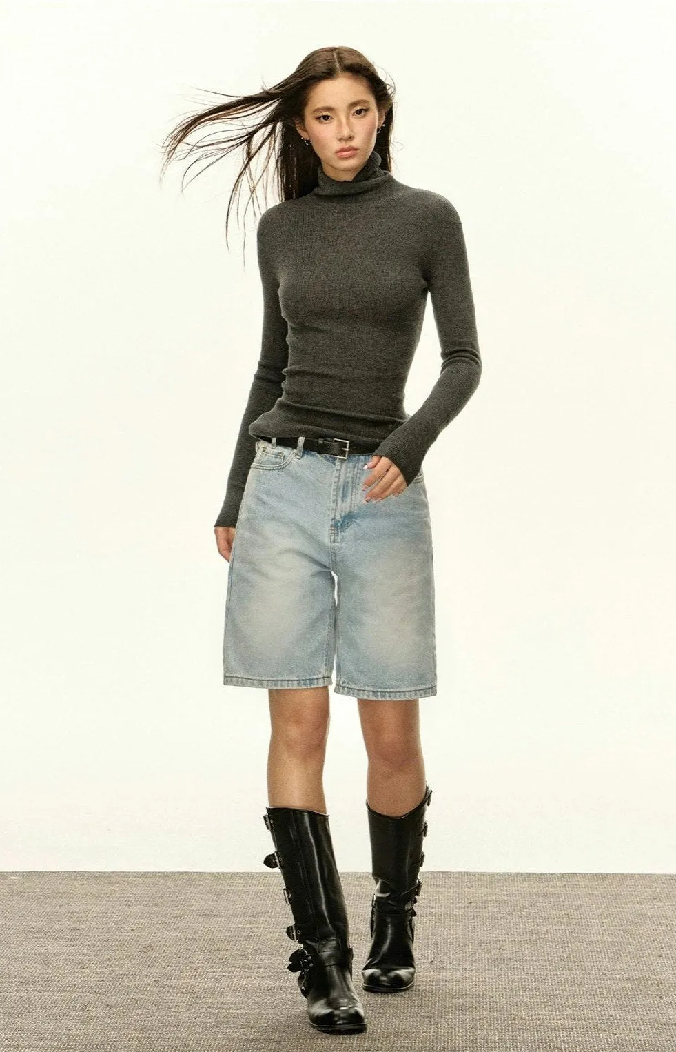 Slim Ribbed Turtleneck Sweater