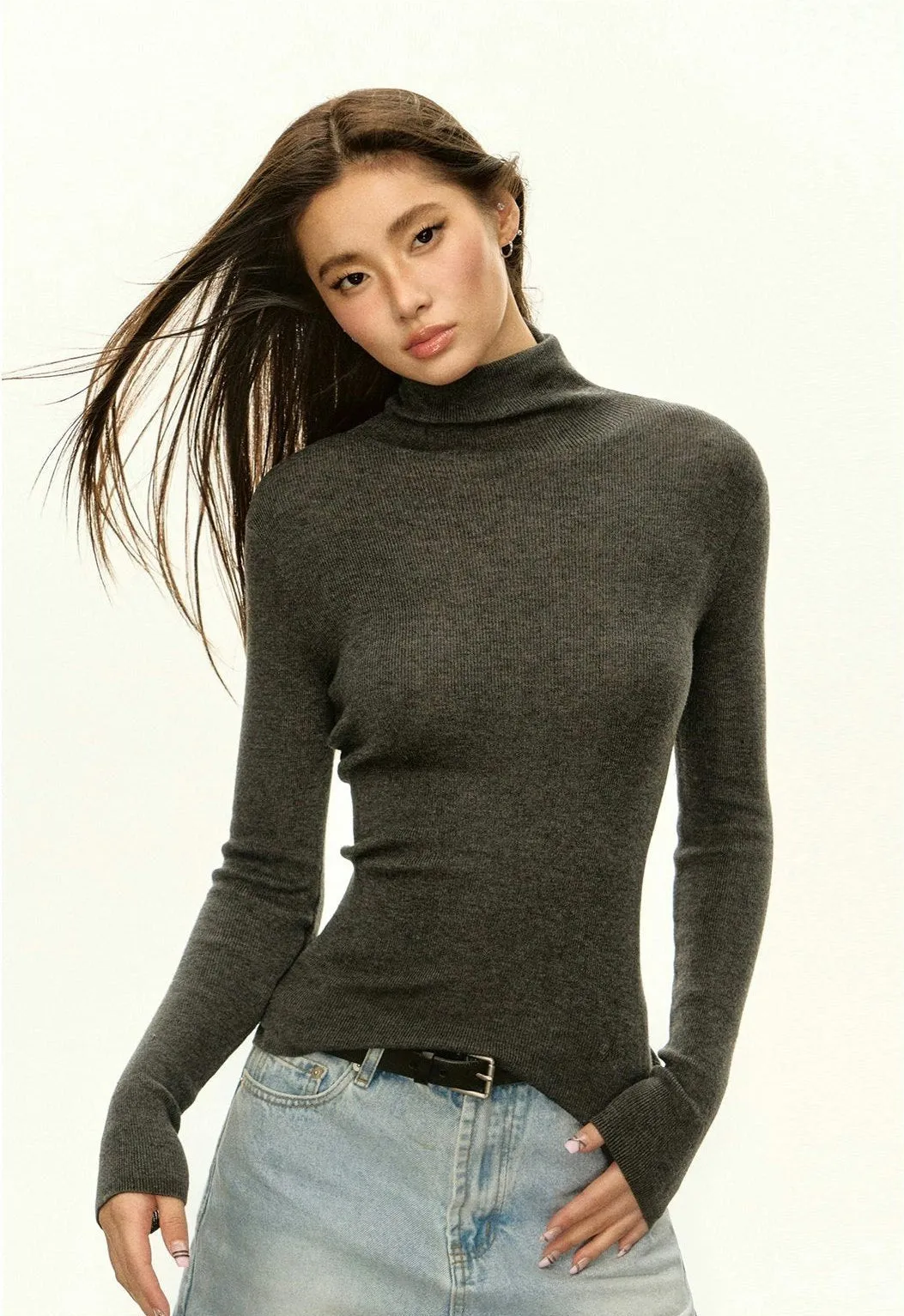 Slim Ribbed Turtleneck Sweater