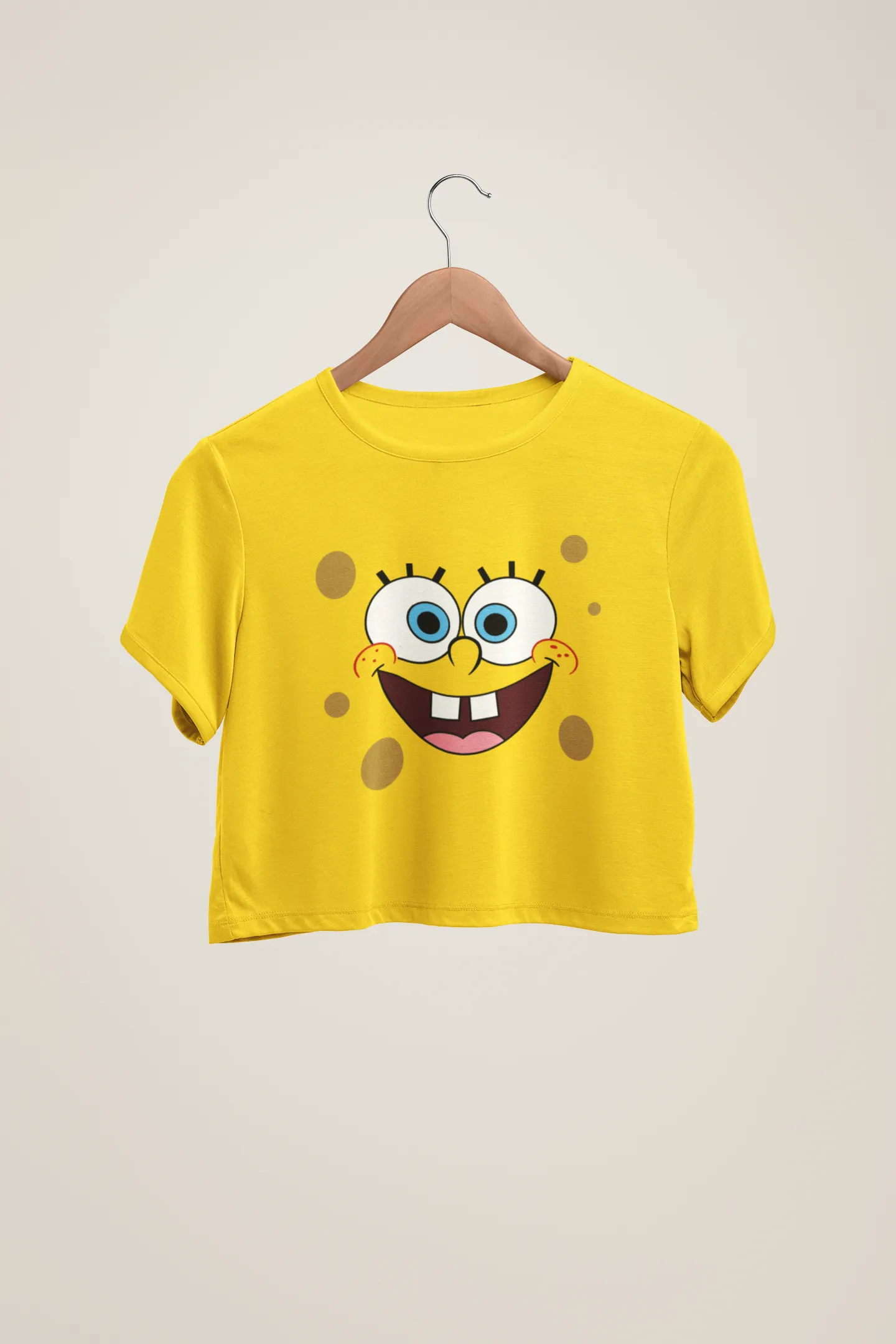 Spongebob Face - HALF-SLEEVE CROP TOPS