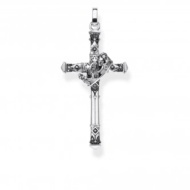 Sterling Silver Black Cross Pendant PE886-643-11