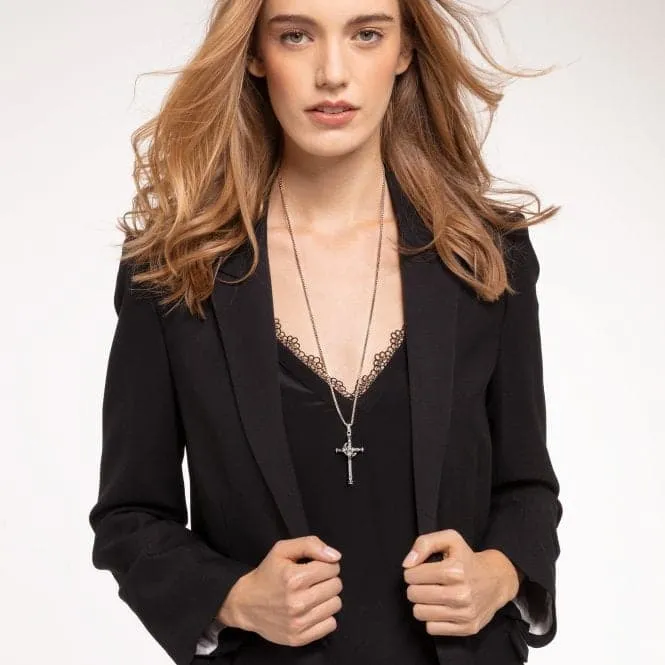 Sterling Silver Black Cross Pendant PE886-643-11