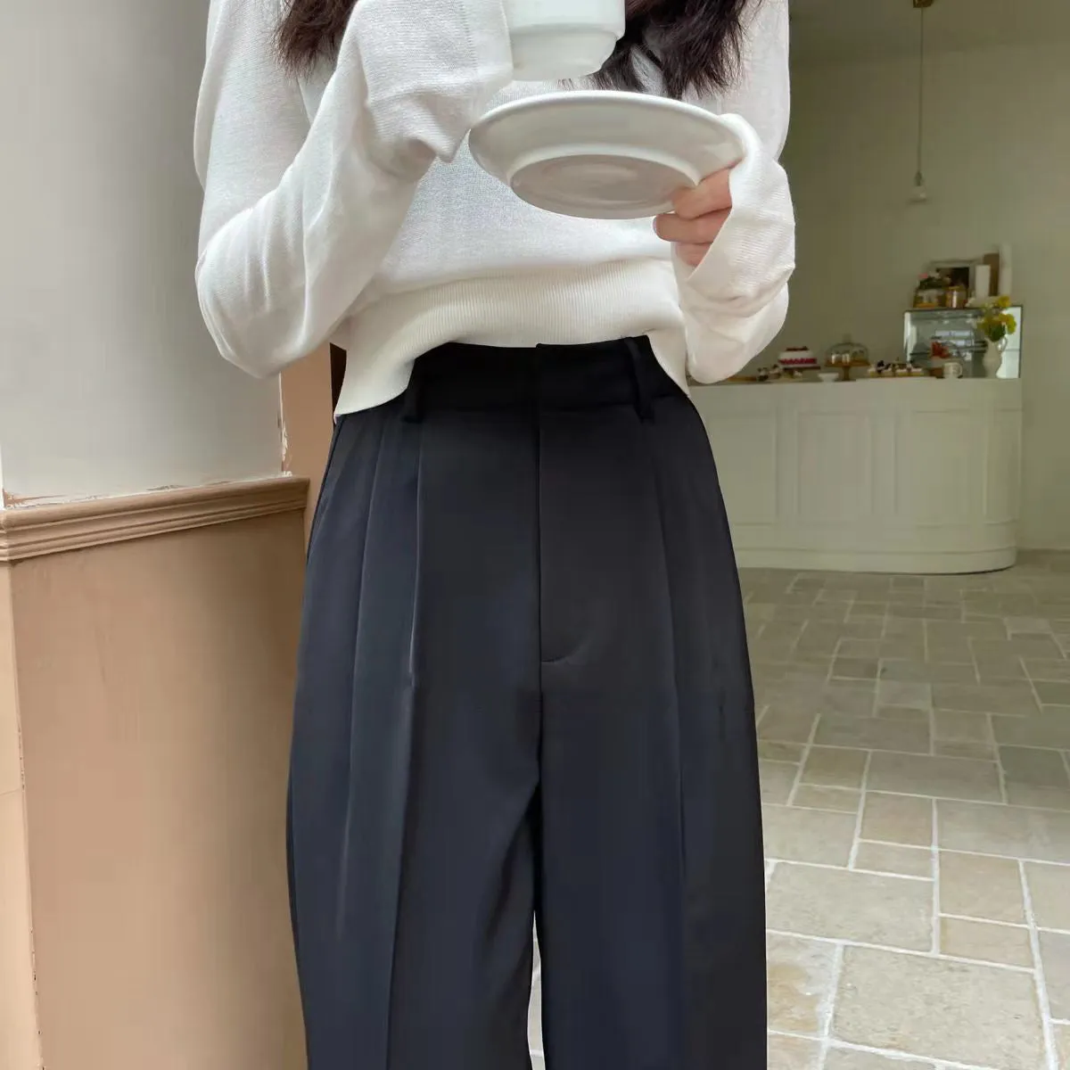 Summer High Waist Wide Legs Suit Pants