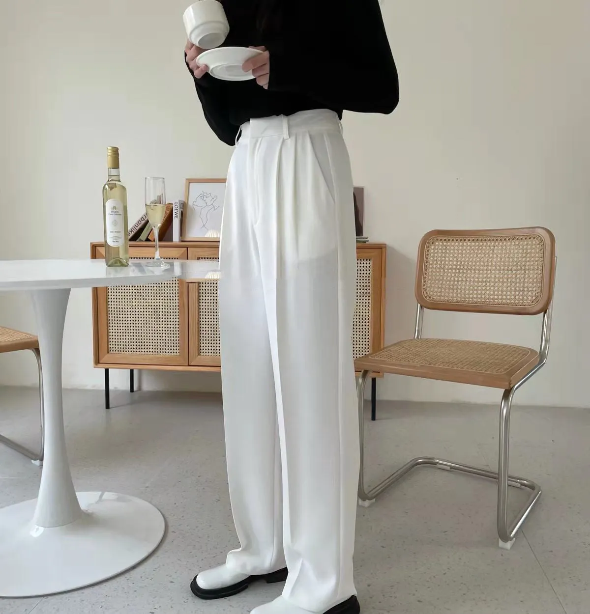 Summer High Waist Wide Legs Suit Pants