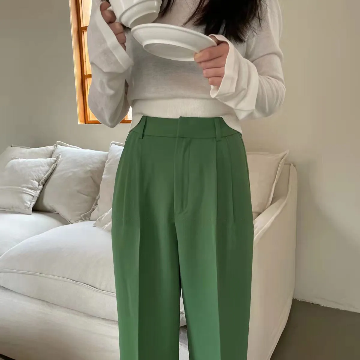 Summer High Waist Wide Legs Suit Pants