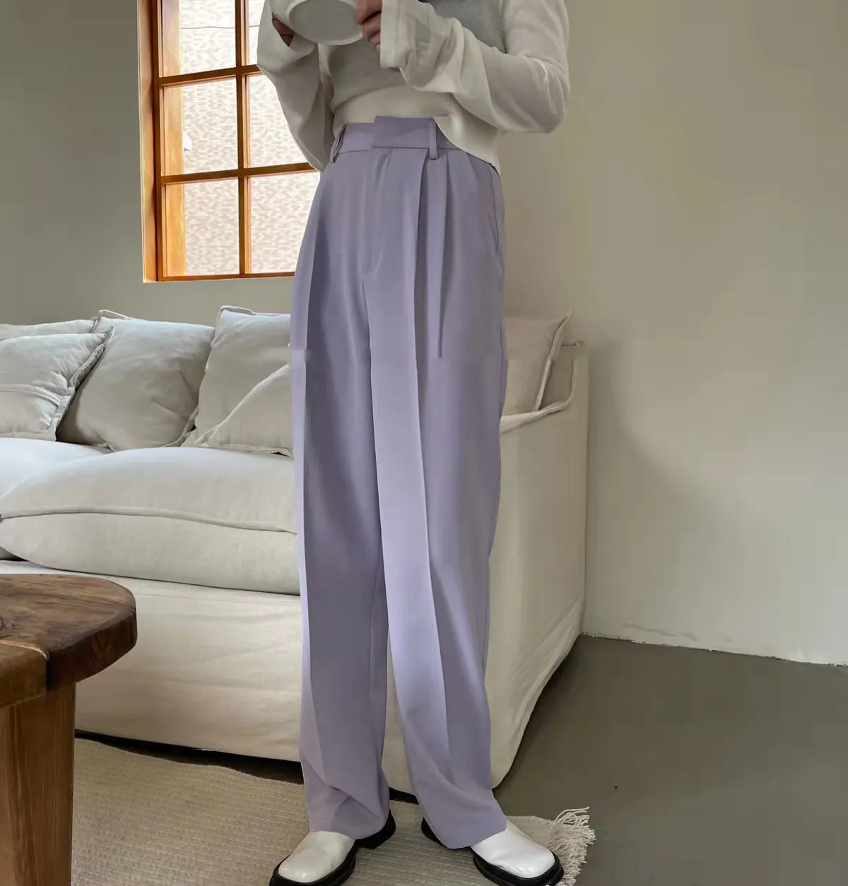 Summer High Waist Wide Legs Suit Pants