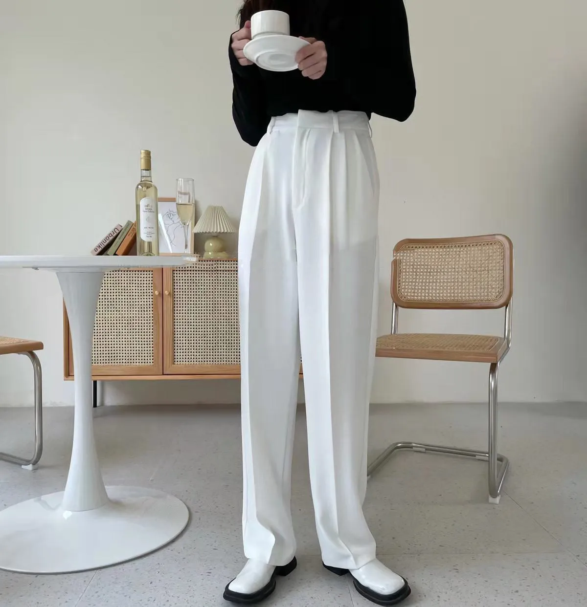 Summer High Waist Wide Legs Suit Pants