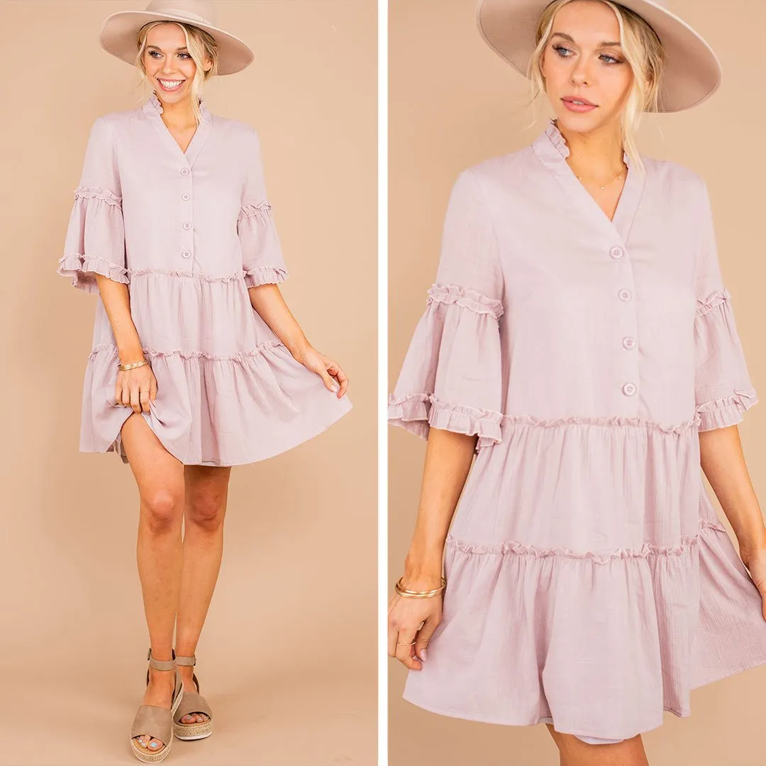 Take You In Mauve Pink Ruffled Dress